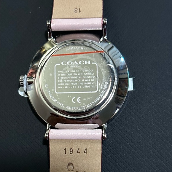 Coach Perry Watch With 36mm Flower Face Pink Leather Band - Picture 3 of 6
